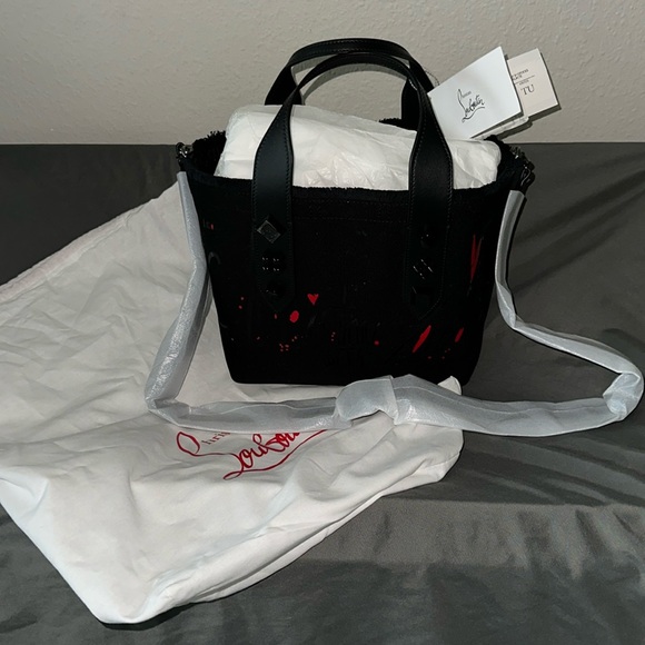 NWT Christian Louboutin Black/Black Small Frangibus Tote Bag and dust bag! - Picture 4 of 16